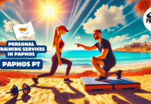 Unlock Your True Potential with the #1 Expert Personal Training Services in Paphos Personal Training Services in Paphos - A personal training session on a sunny beach in Paphos, Cyprus, featuring a fitness trainer guiding a client with the Mediterranean Sea in the background.